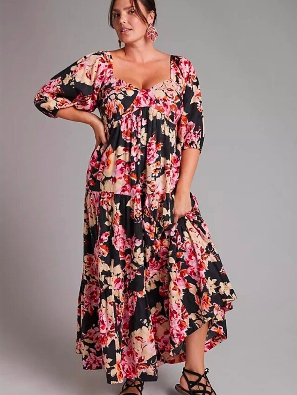 Anthropologie Floral Smocked Maxi Dress